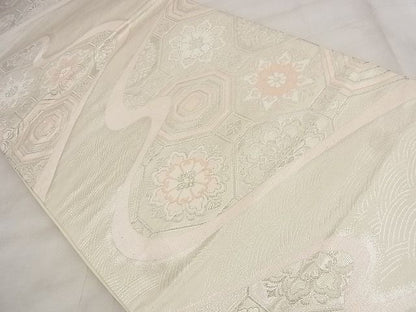 平和屋着物◎六通柄袋帯 唐織 蜀江花文 銀糸 逸品 BAAG0884qt