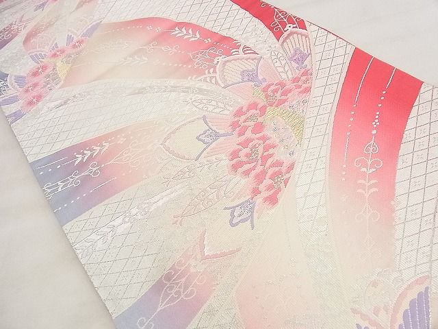 平和屋着物◎六通柄袋帯 唐織 孔雀花文 金銀糸 逸品 BAAG0893qt