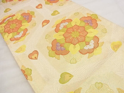 平和屋着物◎佐賀錦 西陣 六通柄袋帯 花亀甲文 金糸 逸品 BAAG0900qt