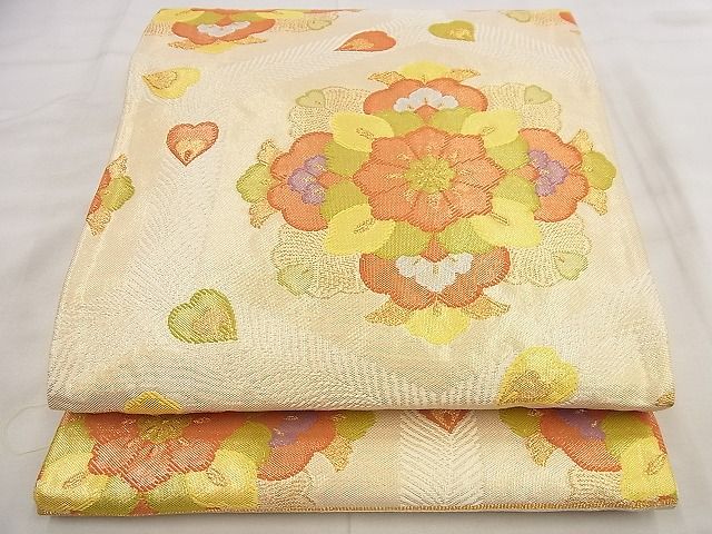 平和屋着物◎佐賀錦 西陣 六通柄袋帯 花亀甲文 金糸 逸品 BAAG0900qt