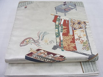 平和屋着物◎六通柄袋帯 唐織 宮服飾 金糸 逸品 BAAF7696ea