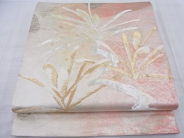 平和屋着物◎六通柄袋帯 若松葉 金銀糸 逸品 BAAF7708ea