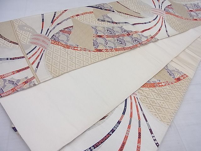 平和屋着物◎六通柄袋帯 唐織 束ね熨斗吉祥文 金糸 逸品 BAAF7767ea