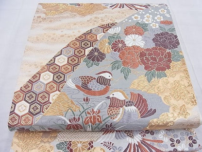 平和屋着物■六通柄袋帯 連山典雅文 金糸 逸品 BAAF7675ea