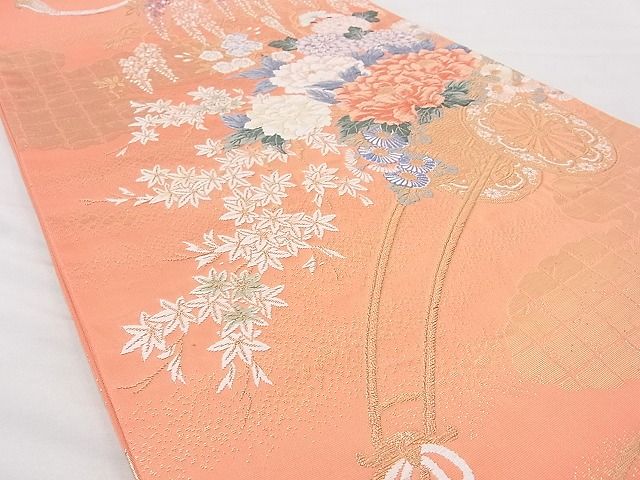 平和屋着物◎六通柄袋帯 唐織 格天花車文 九百錦織 金糸 逸品 BAAG3208xa