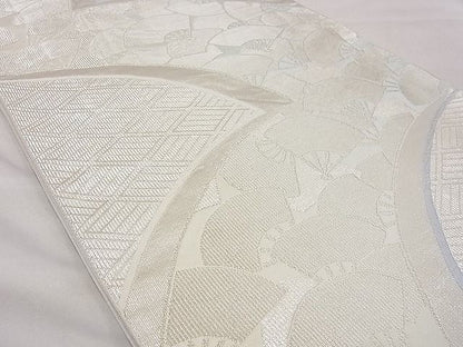 平和屋着物◎六通柄袋帯 唐織 扇面流し 銀糸 逸品 BAAG3241xa