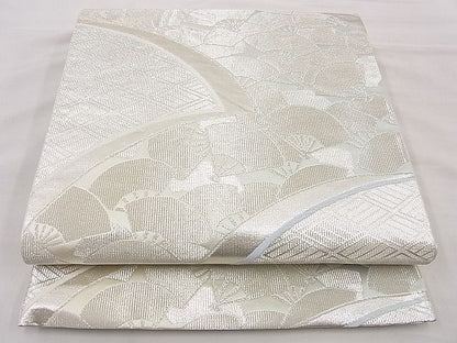 平和屋着物◎六通柄袋帯 唐織 扇面流し 銀糸 逸品 BAAG3241xa