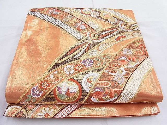 平和屋着物◎六通柄袋帯 唐織 慶長青海波 金糸 逸品 BAAG3249xa