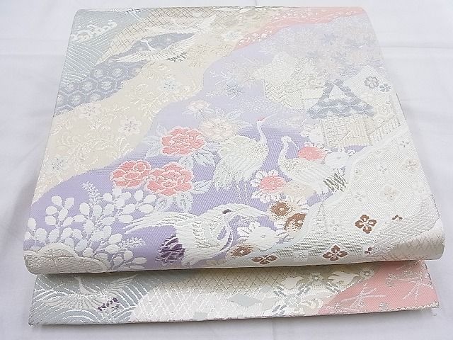 平和屋着物◎六通柄袋帯 唐織 飛鶴道長御所解文 金銀糸 逸品 BAAG3263xa