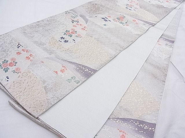 平和屋着物◎六通柄袋帯 唐織 地紙有職花文 金銀糸 逸品 BAAG3281xa