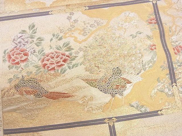 平和屋着物■六通柄袋帯 格天障壁紋 金銀糸 逸品 CAAE4881eg