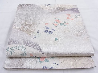 平和屋着物◎六通柄袋帯 唐織 地紙有職花文 金銀糸 逸品 BAAG3281xa