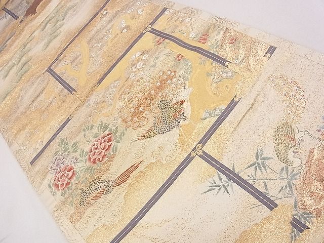 平和屋着物■六通柄袋帯 格天障壁紋 金銀糸 逸品 CAAE4881eg