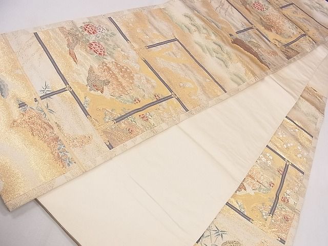 平和屋着物■六通柄袋帯 格天障壁紋 金銀糸 逸品 CAAE4881eg