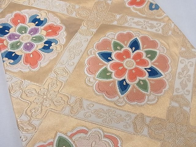 平和屋着物◎六通柄袋帯 正倉院天井花文 金糸 逸品 CAAF8864pn