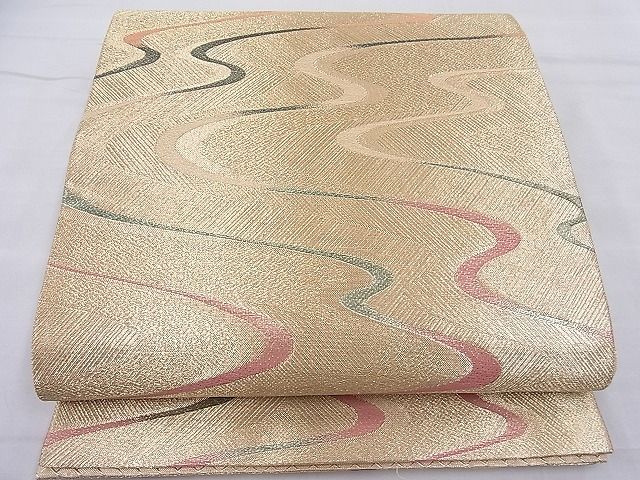平和屋着物◎佐賀錦 六通柄袋帯 流水文様 金糸 逸品 BAAG1406ea