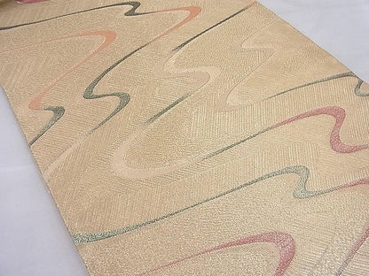 平和屋着物◎佐賀錦 六通柄袋帯 流水文様 金糸 逸品 BAAG1406ea