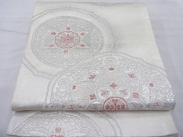 平和屋着物◎六通柄京袋帯 唐織 正倉院花文 銀糸 逸品 BAAG1473ea