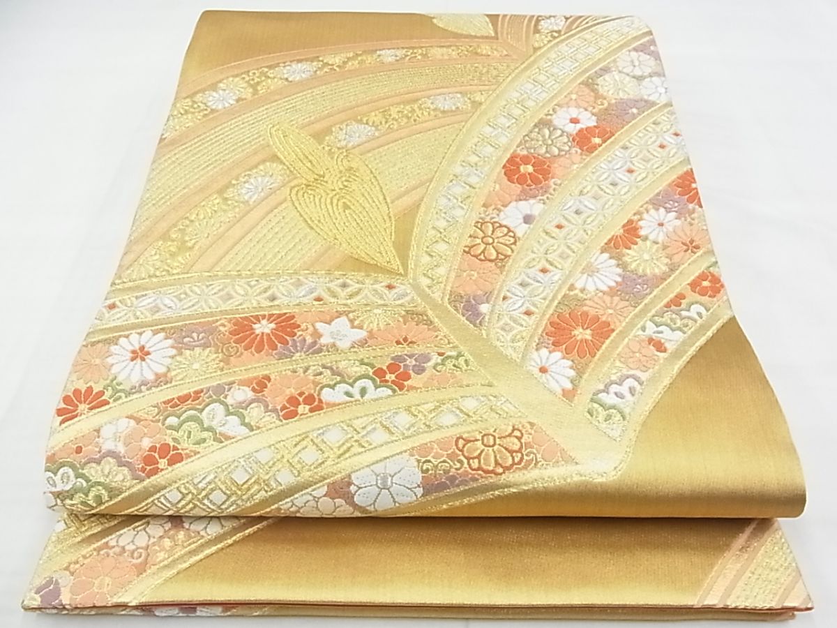 平和屋着物◎六通柄袋帯 唐織 草花文 金銀糸 逸品 BAAF7157ns