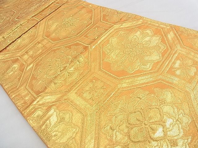 平和屋着物◎六通柄袋帯 蜀江花菱文 金糸 逸品 BAAF7877ph
