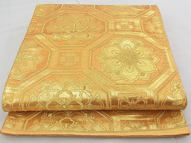 平和屋着物◎六通柄袋帯 蜀江花菱文 金糸 逸品 BAAF7877ph