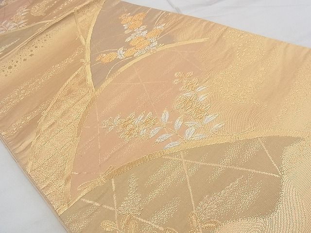 平和屋着物◎六通柄袋帯 籬秋草文 金銀糸 逸品 BAAF7885ph