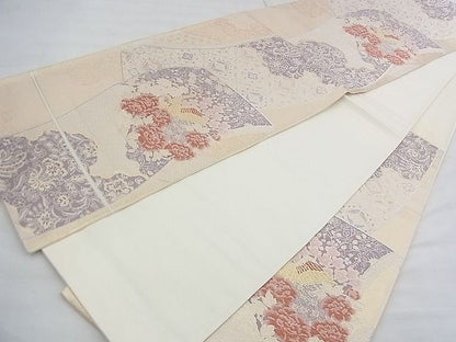 平和屋着物◎六通柄袋帯 唐織 孔雀花誰が袖文 金銀糸 逸品 BAAF7882ph