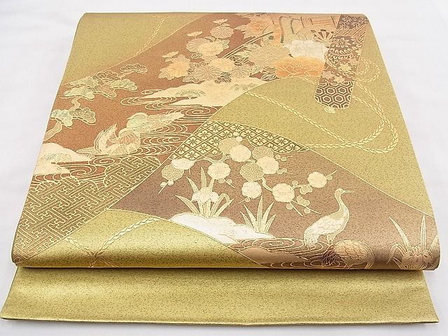 平和屋着物◎太鼓柄袋帯 琳派花鳥絵巻 金彩 逸品 BAAF5365th