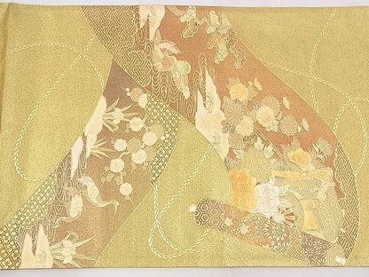 平和屋着物◎太鼓柄袋帯 琳派花鳥絵巻 金彩 逸品 BAAF5365th