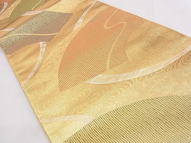 平和屋着物◎佐賀錦 六通柄袋帯 地紙流し 金糸 逸品 BAAF5358th