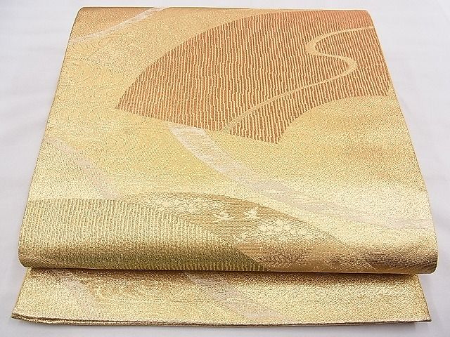 平和屋着物◎佐賀錦 六通柄袋帯 地紙流し 金糸 逸品 BAAF5358th