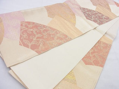 平和屋着物◎六通柄袋帯 地紙重ね 金糸 逸品 BAAF5375th