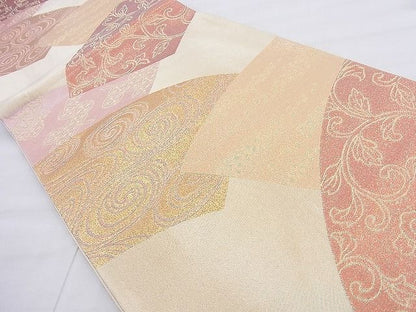 平和屋着物◎六通柄袋帯 地紙重ね 金糸 逸品 BAAF5375th
