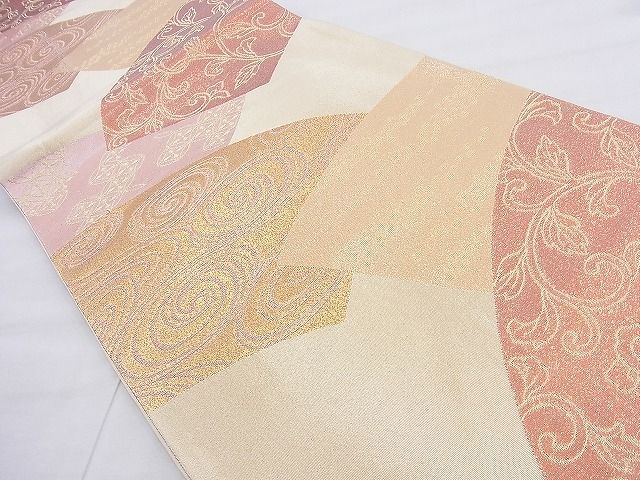 平和屋着物◎六通柄袋帯 地紙重ね 金糸 逸品 BAAF5375th