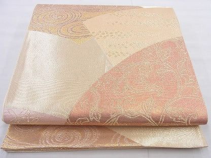 平和屋着物◎六通柄袋帯 地紙重ね 金糸 逸品 BAAF5375th