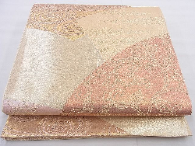 平和屋着物◎六通柄袋帯 地紙重ね 金糸 逸品 BAAF5375th