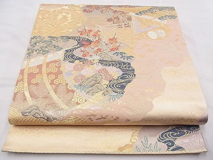 平和屋着物◎六通柄袋帯 唐織 道長風景文 金糸 逸品 BAAF5373th