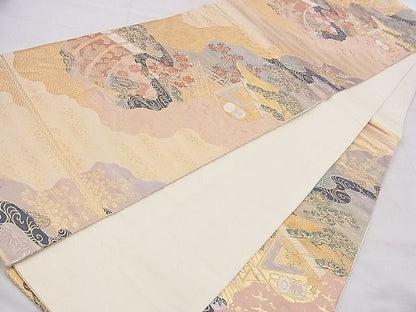 平和屋着物◎六通柄袋帯 唐織 道長風景文 金糸 逸品 BAAF5373th