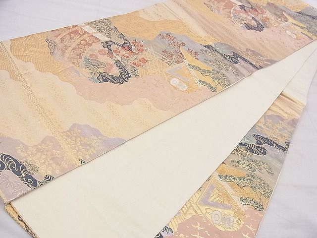 平和屋着物◎六通柄袋帯 唐織 道長風景文 金糸 逸品 BAAF5373th