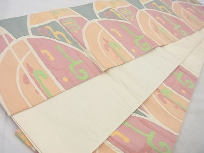 平和屋着物◎六通柄袋帯 膨れ織 唐草文様 逸品 BAAG4421th