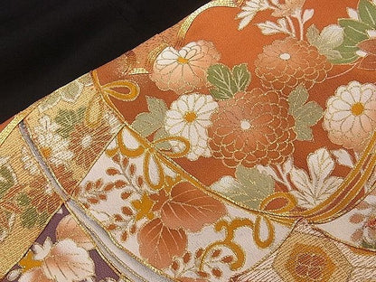 平和屋着物■豪華黒留袖　駒刺繍　雲重ね几帳花文　金彩　逸品　CAAF0511dy