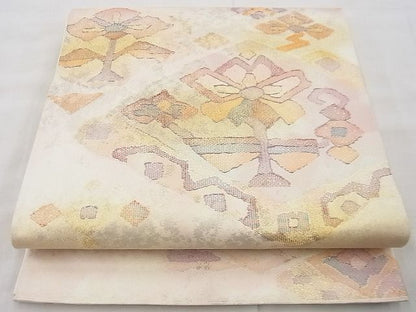 平和屋着物◎六通柄袋帯 菱更紗花文 金糸 逸品 BAAG4416th