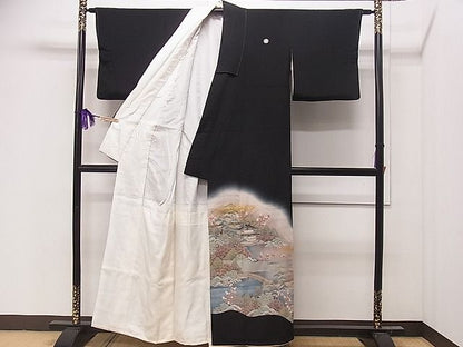 平和屋着物■豪華黒留袖 作家物 風景文 暈し染め 金彩 逸品 CAAF0559dy