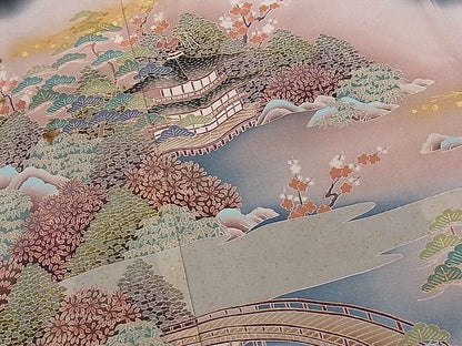 平和屋着物■豪華黒留袖 作家物 風景文 暈し染め 金彩 逸品 CAAF0559dy