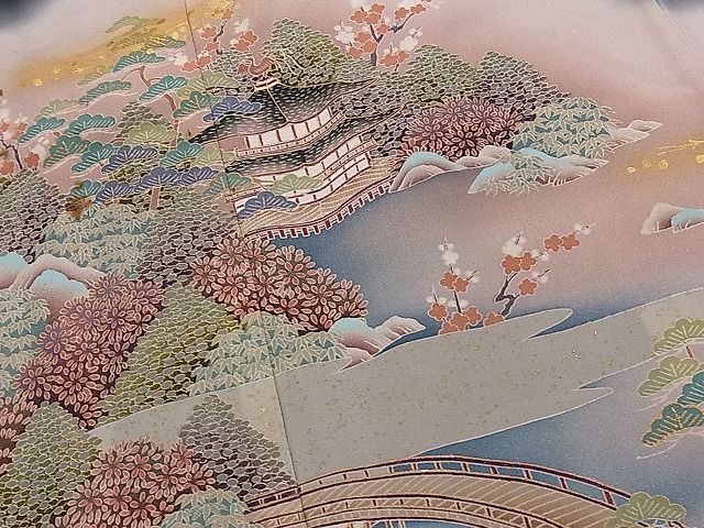 平和屋着物■豪華黒留袖 作家物 風景文 暈し染め 金彩 逸品 CAAF0559dy
