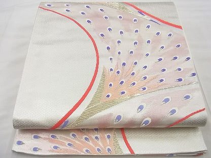 平和屋着物◎六通柄袋帯 唐織 孔雀羽根 金糸 逸品 BAAG4441th