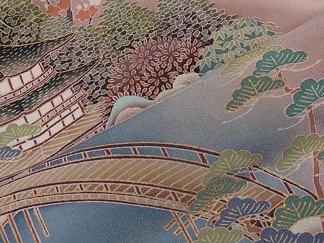 平和屋着物■豪華黒留袖 作家物 風景文 暈し染め 金彩 逸品 CAAF0559dy