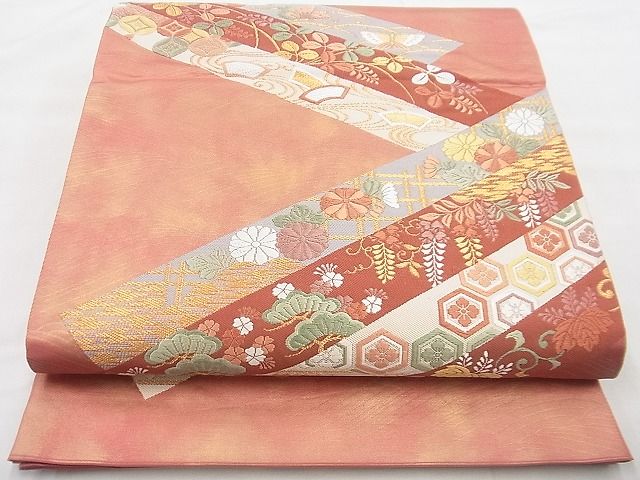 平和屋着物◎六通柄袋帯 唐織 小袖八ツ橋文 金糸 逸品 BAAG4452th