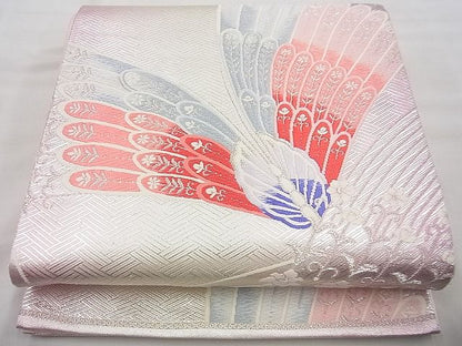 平和屋着物◎六通柄袋帯 唐織 舞蝶文 銀糸 逸品 BAAG4455th