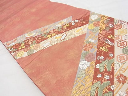 平和屋着物◎六通柄袋帯 唐織 小袖八ツ橋文 金糸 逸品 BAAG4452th